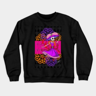 lovely catrina in mexican dancing in the day of the death Crewneck Sweatshirt